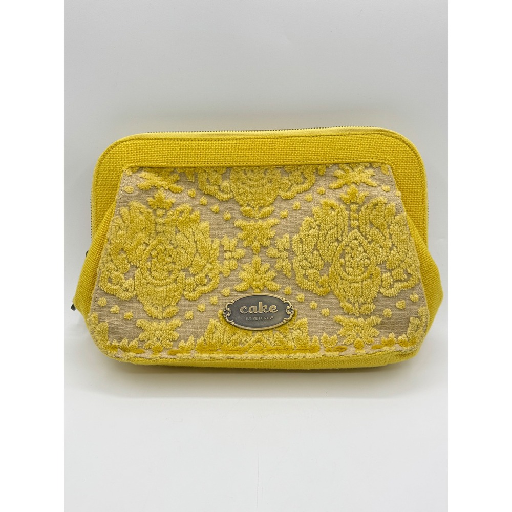 Cake by Petunia Pickle Bottom Yellow Damask Chenille Clutch Bag with Coin Purse